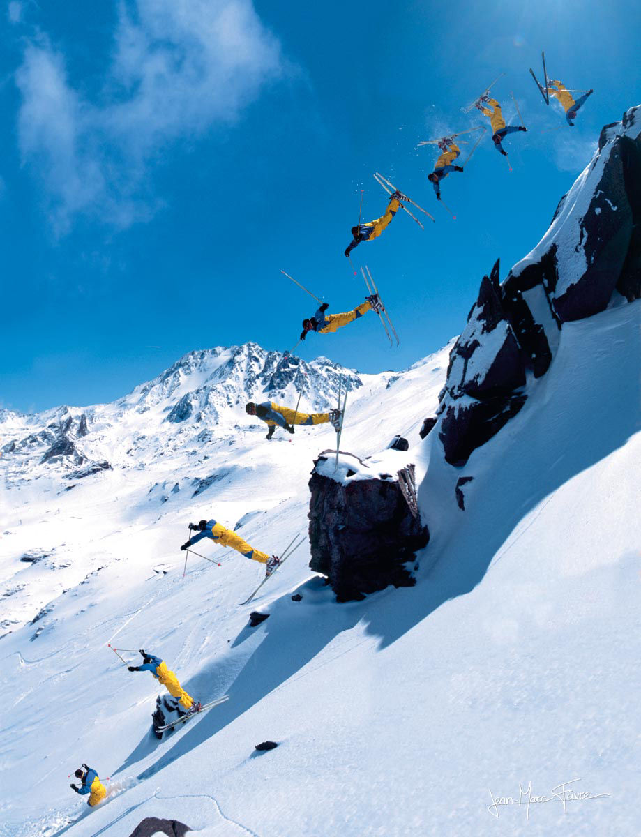 photo séquence Seb Michaud pour Skieur Mag 00, Val Thorens, 1994